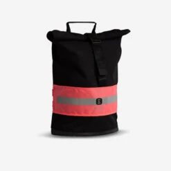 BTWIN BANDEAU DE VISIBILITE DE SAC JOUR NUIT ROSE FLUO