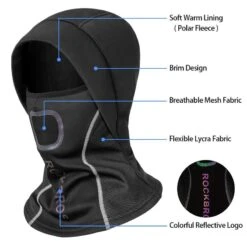 ROCKBROS Cagoule Balaclava Polaire Respirant Coupe-Vent Cache-Cou Moto Vélo Ski Noir -Vélotaf Magasin cagoule balaclava polaire respirant coupe vent cache cou moto velo ski noir 2