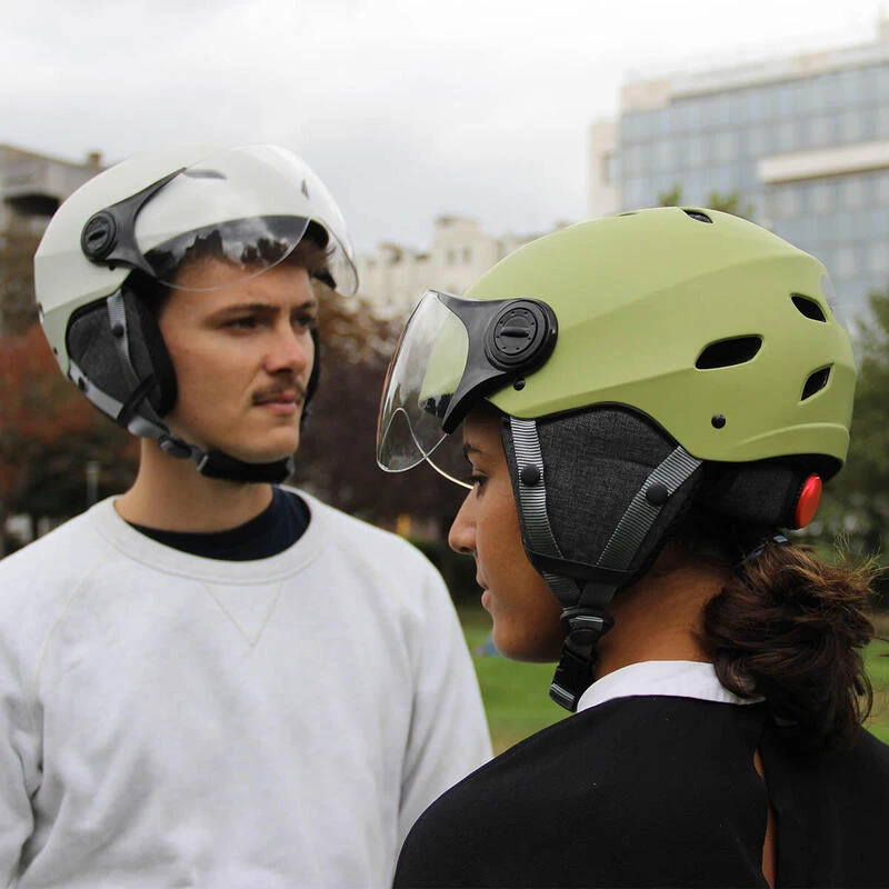 Casque LED H.30 Vision Kaki Avec Visière Pour Vélo, Trottinette 5 Casque LED H.30 Vision Kaki Avec Visière Pour Vélo, Trottinette – Image 3