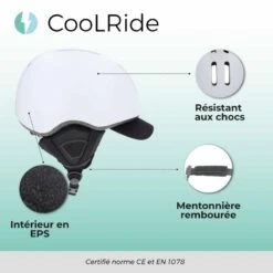 Casque Vélo Adulte 54-58 Cm Multisport Blanc Avec Casquette Amovible Intégrée -Vélotaf Magasin casque velo adulte 54 58 cm multisport blanc avec casquette amovible integree 2