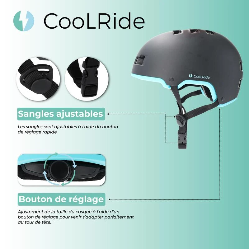 Casque Vélo Adulte 54-58 Cm Multisport Noir/Bleu 4 Casque Vélo Adulte 54-58 Cm Multisport Noir/Bleu – Image 2