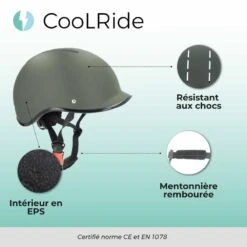 Casque Vélo Adulte 55-58 Cm Multisport Kaki Avec Visère Intégrée -Vélotaf Magasin casque velo adulte 55 58 cm multisport kaki avec visere integree 2