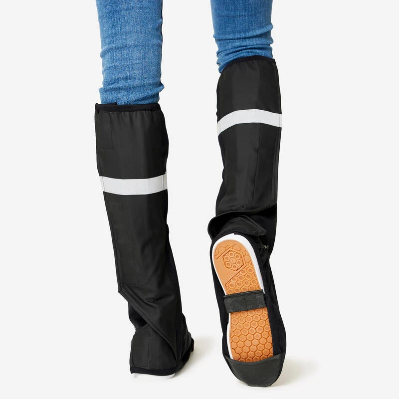 BTWIN Couvre Chaussures Hautes Imperméables Vélo Ville - Noir 4 BTWIN Couvre Chaussures Hautes Imperméables Vélo Ville - Noir – Image 2