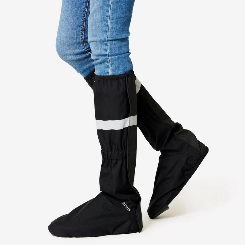 BTWIN Couvre Chaussures Hautes Imperméables Vélo Ville - Noir 3 BTWIN Couvre Chaussures Hautes Imperméables Vélo Ville - Noir