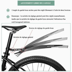 ROCKBROS Garde-boue De Vélo Garde-Boue VTT Avant Et Arrière Réglable En PP -Vélotaf Magasin garde boue de velo garde boue vtt avant et arriere reglable en pp 3
