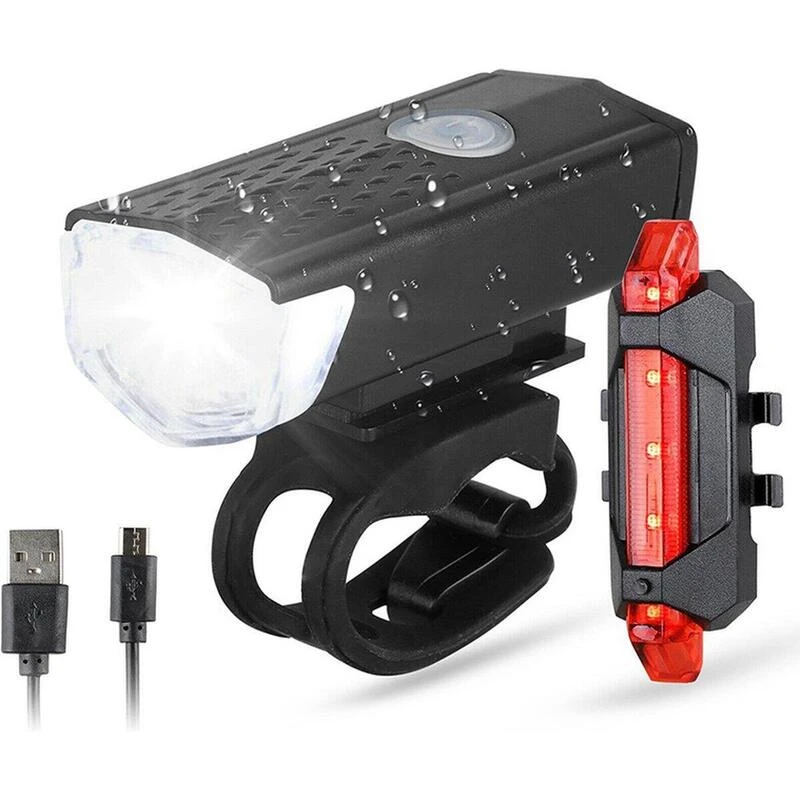 Kit D'éclairage LED Pour Vélo - Feu Avant Et Feu Arrière - 300 & 20 Lumens 3 Kit D'éclairage LED Pour Vélo - Feu Avant Et Feu Arrière - 300 & 20 Lumens
