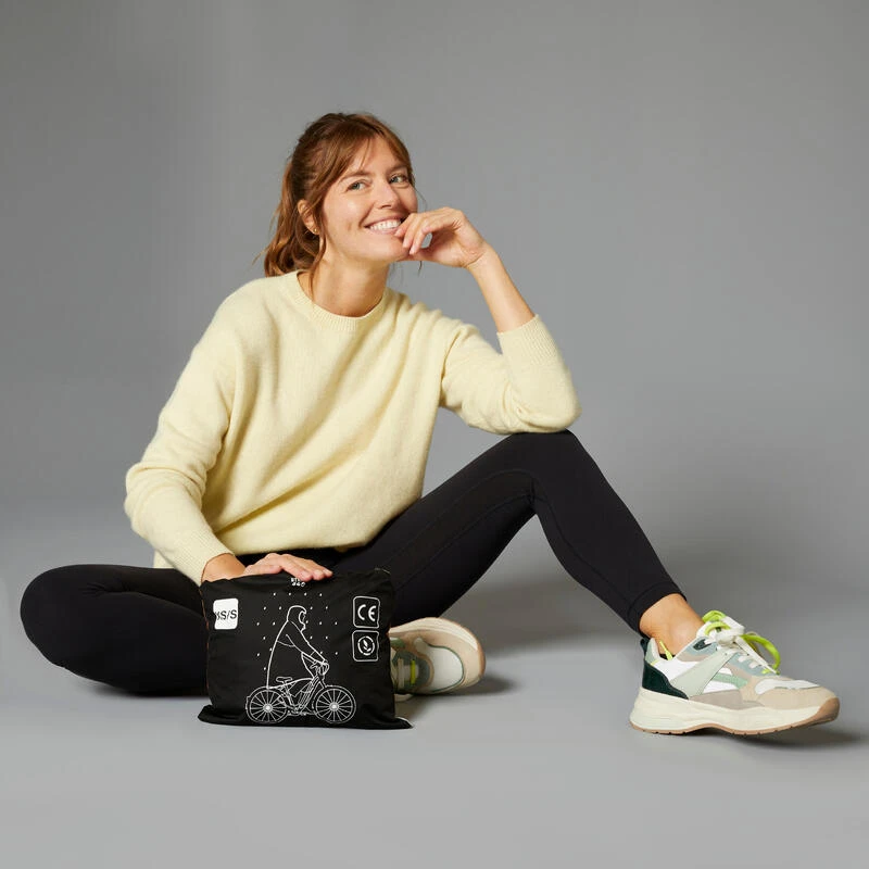 BTWIN PONCHO PLUIE VISIBILITE JOUR NUIT 560 NOIR JAUNE FLUO 11 BTWIN PONCHO PLUIE VISIBILITE JOUR NUIT 560 NOIR JAUNE FLUO – Image 9