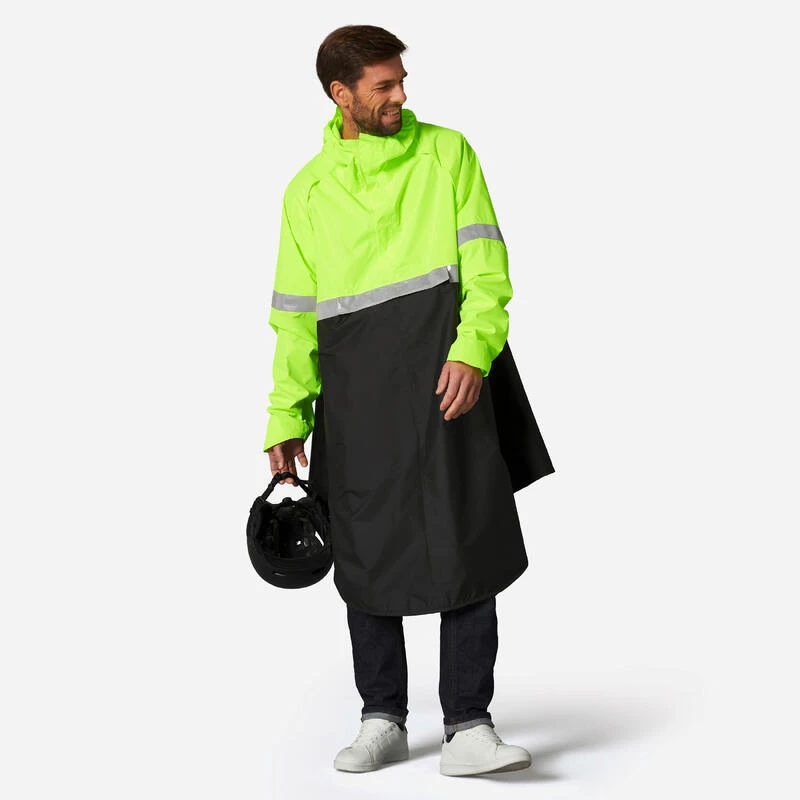 BTWIN PONCHO PLUIE VISIBILITE JOUR NUIT 560 NOIR JAUNE FLUO 3 BTWIN PONCHO PLUIE VISIBILITE JOUR NUIT 560 NOIR JAUNE FLUO