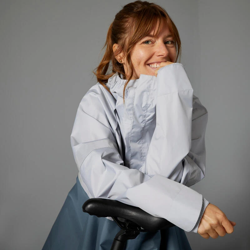 BTWIN PONCHO PLUIE VISIBILITE NUIT VELO VILLE 540 BLEU GRIS 6 BTWIN PONCHO PLUIE VISIBILITE NUIT VELO VILLE 540 BLEU GRIS – Image 4