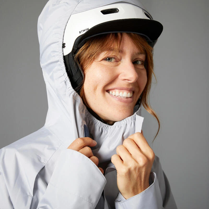 BTWIN PONCHO PLUIE VISIBILITE NUIT VELO VILLE 540 BLEU GRIS 9 BTWIN PONCHO PLUIE VISIBILITE NUIT VELO VILLE 540 BLEU GRIS – Image 7