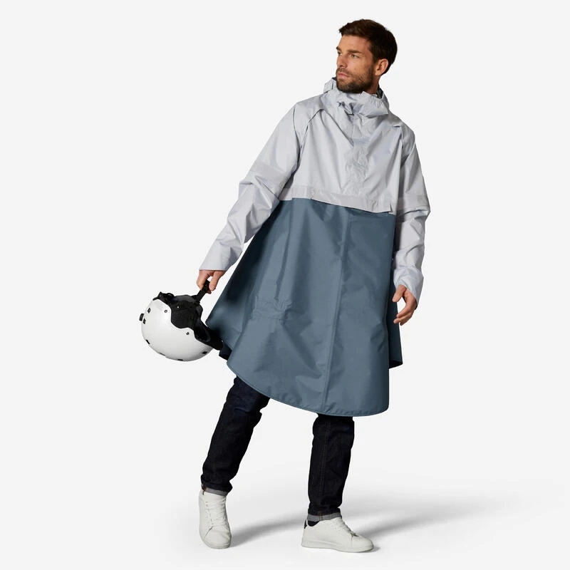 BTWIN PONCHO PLUIE VISIBILITE NUIT VELO VILLE 540 BLEU GRIS 3 BTWIN PONCHO PLUIE VISIBILITE NUIT VELO VILLE 540 BLEU GRIS