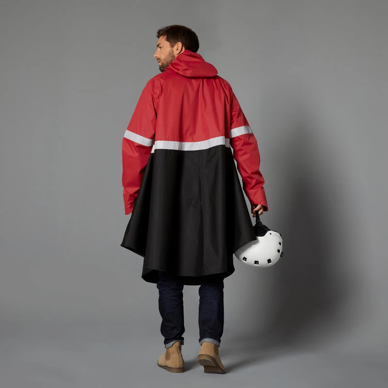 BTWIN PONCHO PLUIE VISIBILITE NUIT VELO VILLE 540 NOIR ROUGE 5 BTWIN PONCHO PLUIE VISIBILITE NUIT VELO VILLE 540 NOIR ROUGE – Image 3