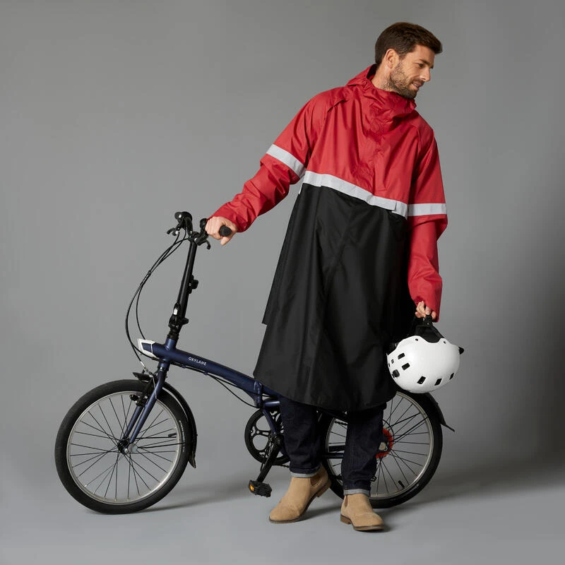 BTWIN PONCHO PLUIE VISIBILITE NUIT VELO VILLE 540 NOIR ROUGE 6 BTWIN PONCHO PLUIE VISIBILITE NUIT VELO VILLE 540 NOIR ROUGE – Image 4