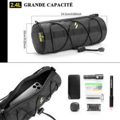 ROCKBROS Sacoche De Vélo/VTT/VTC Cadre Sac De Guidon Vélo 2,4L Sac à Bandoulière Noir -Vélotaf Magasin sacoche de velovttvtc cadre sac de guidon velo 24l sac a bandouliere noir 6