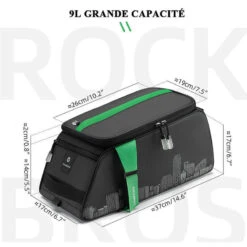 ROCKBROS Sacoche Vélo Porte-bagages Arrière Étanche Sac De Siège Housse De Pluie Noir 4L -Vélotaf Magasin sacoche velo porte bagages arriere etanche sac de siege housse de pluie noir 4l 5