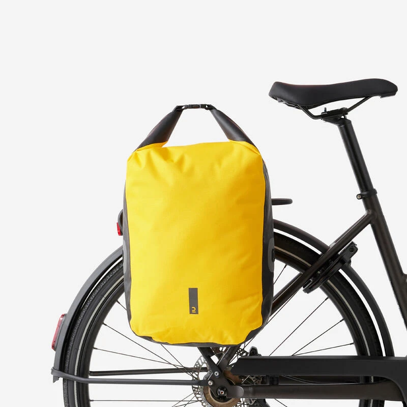SACOCHE VELO SUR PORTE-BAGAGES 500 20L IMPERMEABLE JAUNE 5 SACOCHE VELO SUR PORTE-BAGAGES 500 20L IMPERMEABLE JAUNE – Image 3