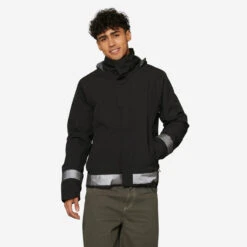 BTWIN VESTE PLUIE CHAUDE VELO VILLE VISIBILITE NUIT 540 HOMME NOIR